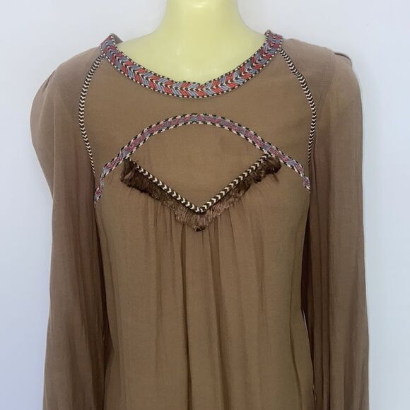 Isabel Marant Etoile Dress Tunic Taupe Fringed Bodice Sz Sm Nwot~SM 4… - Picture 2 of 7